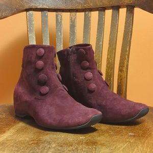 Th!nk burgundy suede ankle boots